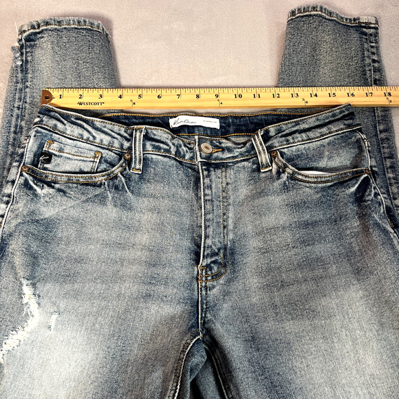 KanCan For Maurices Jeans Womens Size 28 Blue Denim Distressed Mid Rise Skinny - Picture 10 of 12